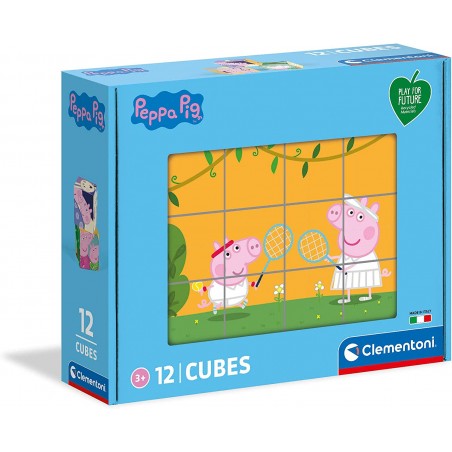 Clementoni - Premier âge - Peppa Pig - 12 cubes puzzles