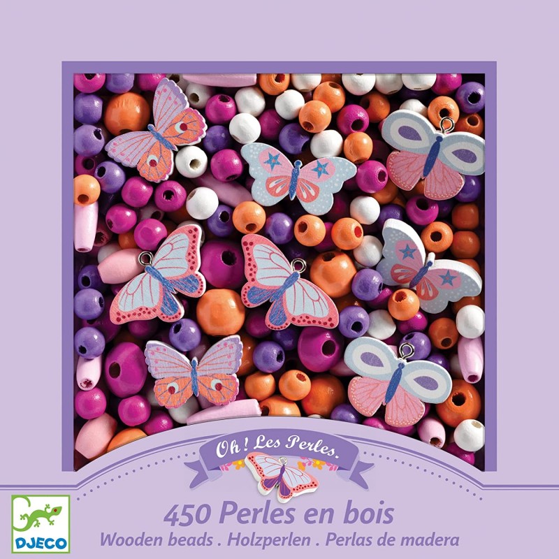 Djeco - DJ09810 - Perles et bijoux - Perles bois - Papillons