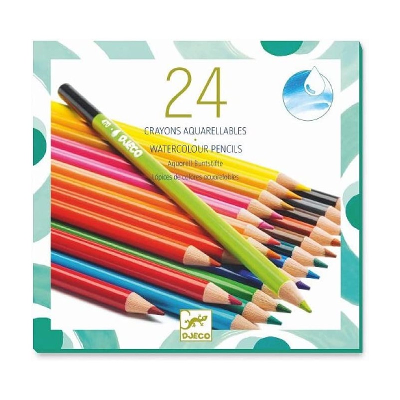 Djeco - DJ09754 - Les couleurs des grands - 24 crayons aquarellables