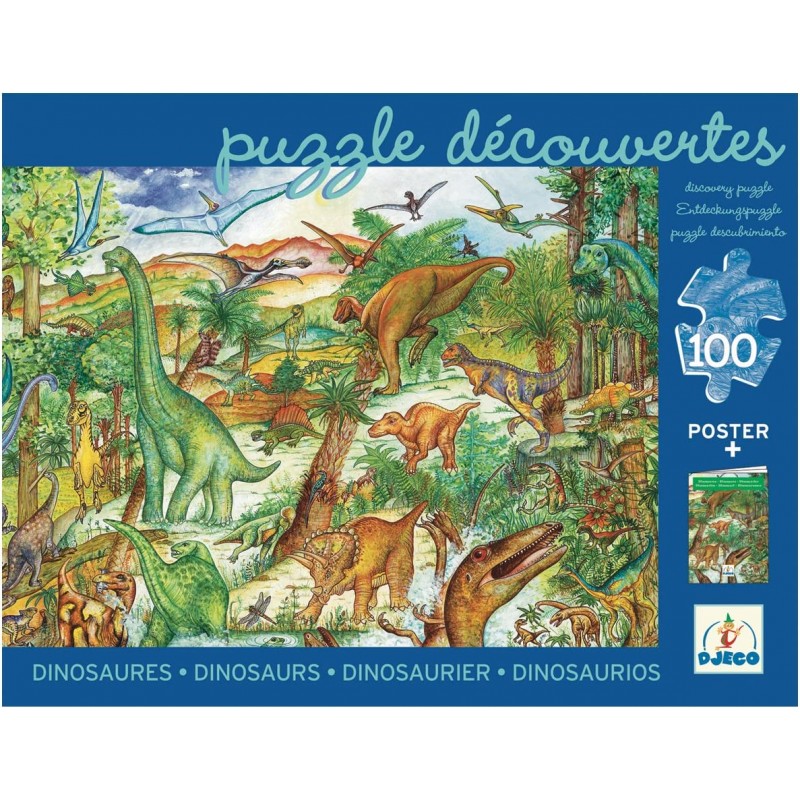 Djeco - DJ07424 - Puzzles observation - Dinosaures 100 pcs + livret