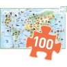 Djeco - DJ07420 - Puzzles observation - Animaux du monde 100pcs+livret-FSC MIX