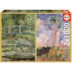 Educa - Puzzle 2x1000 pièces - Le bassin aux nymphéas et Femme à l'ombrelle