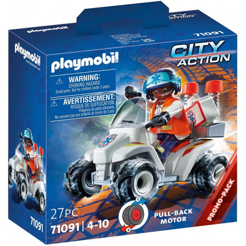 Playmobil - 71091 - Les véhicules - Secouriste et quad
