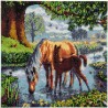 OZ - Loisirs créatifs - Crystal Art - Kit tableau broderie diamant 30x30cm Chevaux