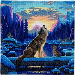 OZ - Loisirs créatifs - Crystal Art - Kit tableau broderie diamant 30x30cm Loup crépuscule