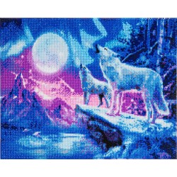 OZ - Loisirs créatifs - Crystal Art - Kit tableau broderie diamant 40x50cm Loups