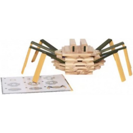 Kapla - Jeu de construction en bois - Coffret araignée - 75 planchettes naturelle et colorées