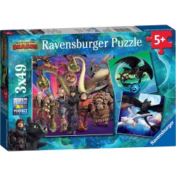 Ravensburger - Puzzles 3x49 pièces - Apprivoiser les dragons - Dragons 3