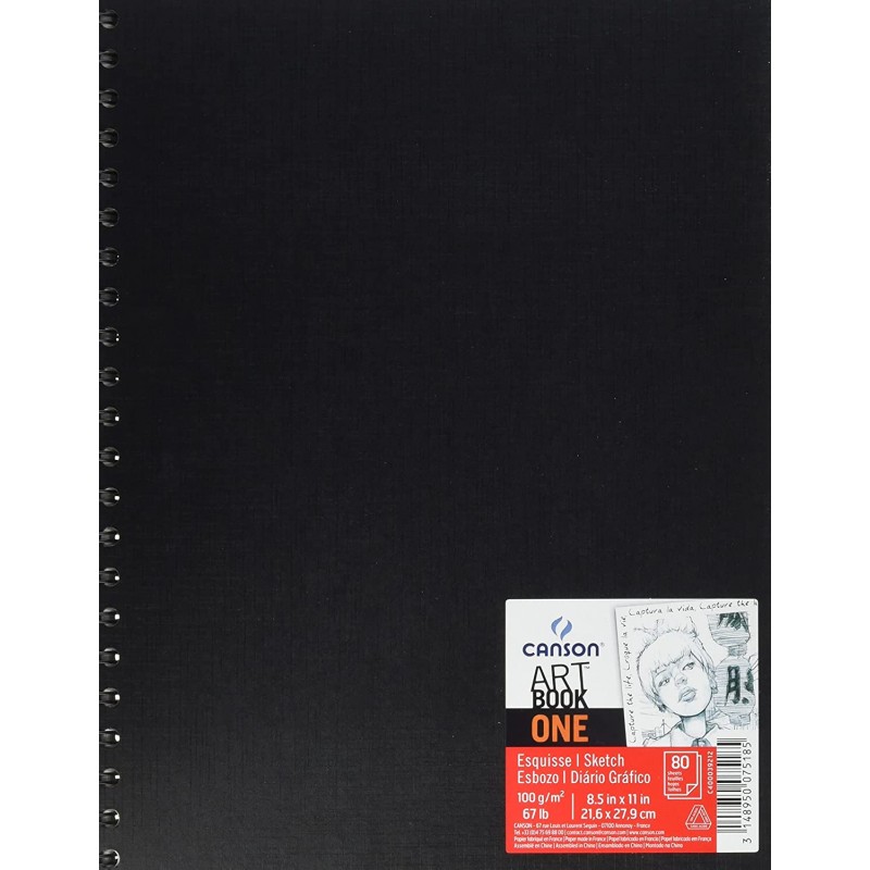 Canson - Beaux arts - Carnet Art Book noir à spirales - 80 feuilles croquis - A4 - 100 g/m2