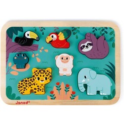 Janod - Chunky puzzle en bois - Jungle - 7 Pièces