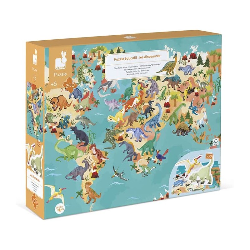 Janod - Puzzle 200 Pièces - Les dinosaures