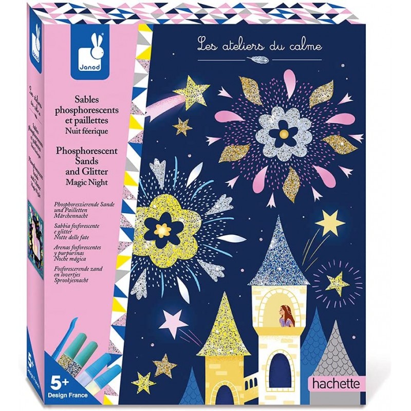Janod - Kit Créatif - Sables phosphorescents et paillettes - Nuit féérique