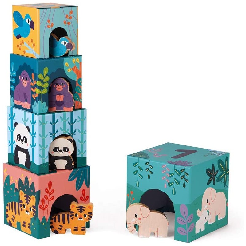 Janod - Pyramide et figurines en bois - Animaux