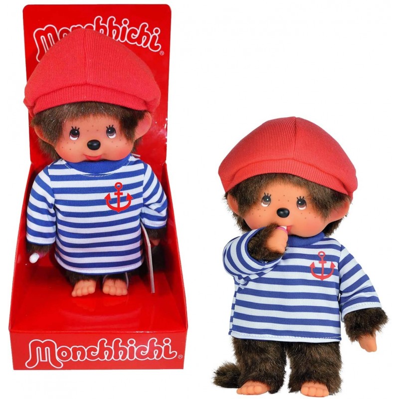 Bandai - Monchhichi - Peluche Monchhichi veste en jean - Peluche