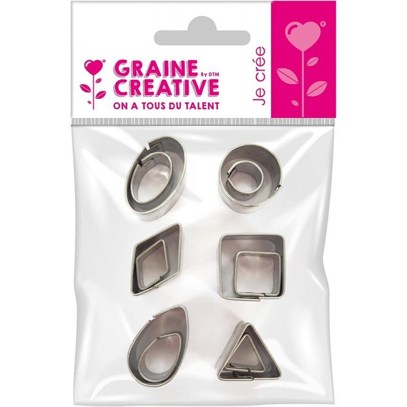 Graine Créative - Loisirs créatifs - Sachet de 12 mini emporte pièces en métal - Formes géométriques