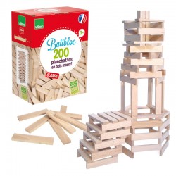 Vilac - Jeu de construction en bois - Batibloc - 200 planchettes en bois