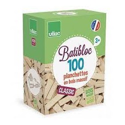 Vilac - Jeu de construction en bois - Batibloc - 100 planchettes en bois