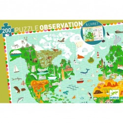 Djeco - DJ07412 - Puzzles observation - Tour du monde 200pcs + livret - FSC MIX