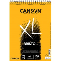 Canson - Beaux arts - Bloc XL à spirales - Bristol - 50 feuilles à dessin - A4 - 180 g/m2