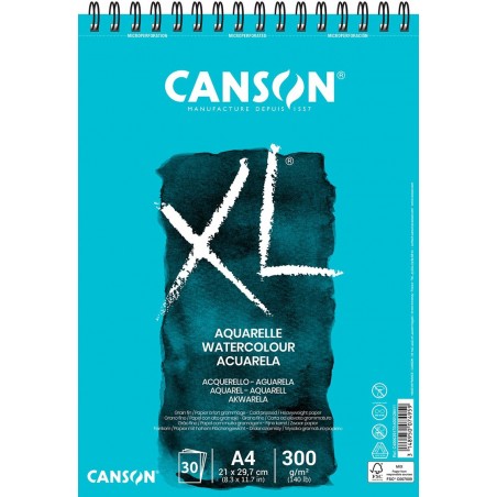 Canson - Beaux arts - Bloc XL à spirales - Aquarelle - 30 feuilles - A4 - 300 g/m2