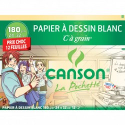 Canson - Beaux arts - Pochette de papier à dessin - 12 feuilles - 24x32 cm - 180 g/m2