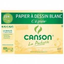 Canson - Beaux arts - Pochette de papier à dessin blanc - 12 feuilles - A4 - 224 g/m2