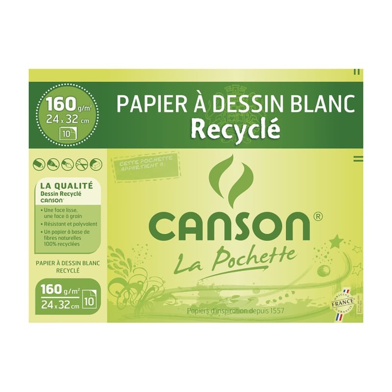 Canson - Beaux arts - Pochette de papier dessin - 10 feuilles - 24x32 cm - 160 g/m2