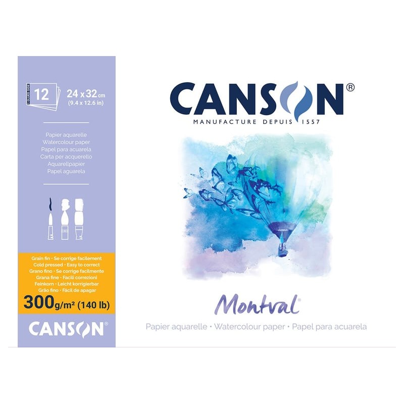 Canson - Beaux arts - Bloc à dessin Montval grain fin - 12 feuilles - 24x32 cm - 300 g/m2