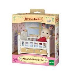 Sylvanian Families - 5017 - Le bébé lapin chocolat et lit