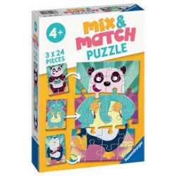 Ravensburger - Puzzles Mix et Match 3x24 pièces - Les animaux rigolos