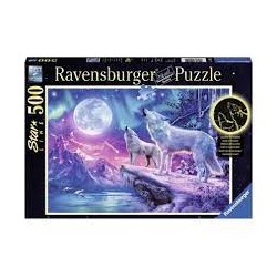 Ravensburger - Puzzle Star Line 500 pièces - Loups sous les lumières du Nord