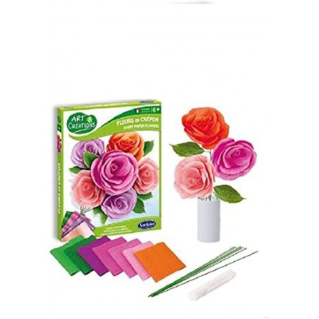 Sentosphère - 2001 - Kit d'activité - Fleurs en crépon - Roses en camailleux