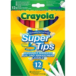 Crayola - Pochette de 12 feutres à dessiner lavables