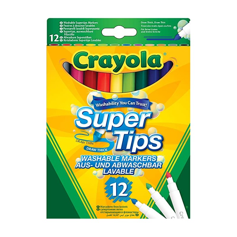 Crayola - Pochette de 12 feutres à dessiner lavables