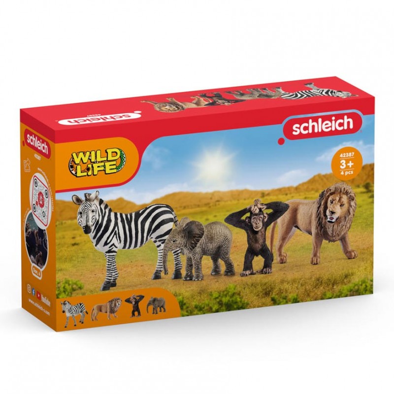 Schleich - 42387 - Coffret - Kit de base Wild Life avec 4 animaux sauvages