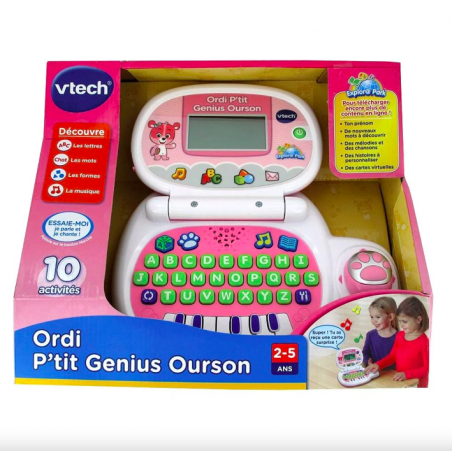 Vtech - Jeu électronique - Ordinateur ptit génius ourson rose