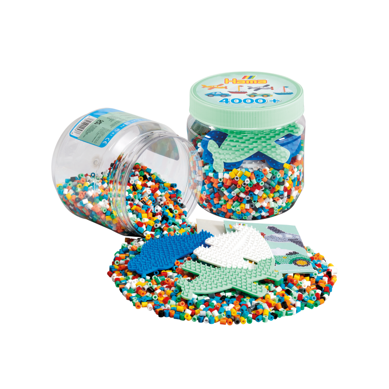 Hama - Perles - 2053 - Taille Midi - Pot vert 4000 perles avec 3 plaques