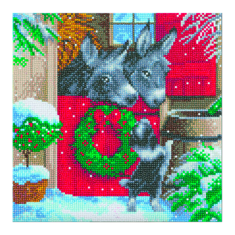 OZ - Loisirs créatifs - Crystal Art - Kit tableau broderie diamant 30x30cm Ânes de Noël
