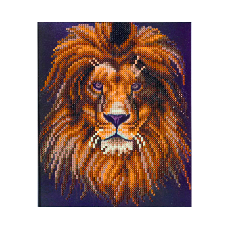 OZ - Loisirs créatifs - Crystal Art - Kit broderie diamant avec cadre argenté 21x25cm Lion