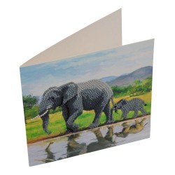 OZ - Loisirs créatifs - Crystal Art - Kit carte broderie diamant 18x18cm Eléphants