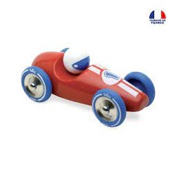 Vilac - Jouet en bois - Voiture de course rouge grand modèle en bois peint