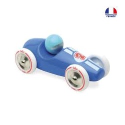 Vilac - Jouet en bois - Voiture de course bleue grand modèle