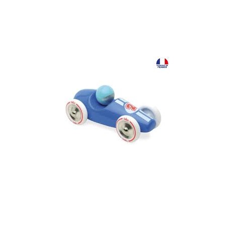 Vilac - Jouet en bois - Voiture de course bleue grand modèle