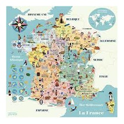 Vilac - Puzzle en bois - Carte de France magnétique