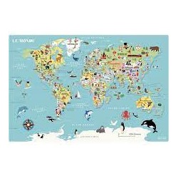 Vilac - Puzzle en bois - Carte du monde magnétique