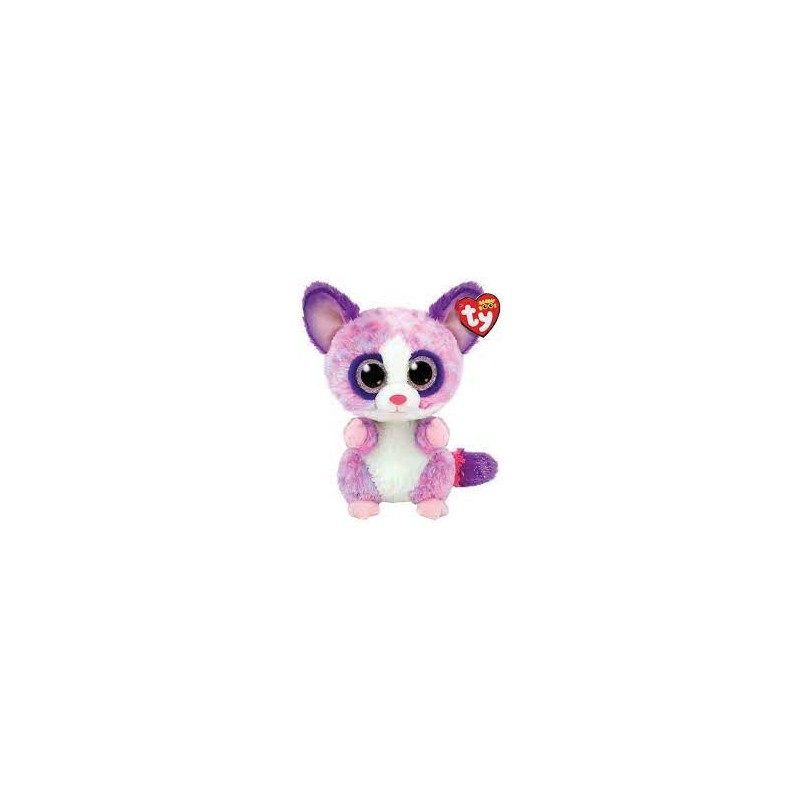 Peluche TY - Peluche 15 cm - Becca le raton laveur rose