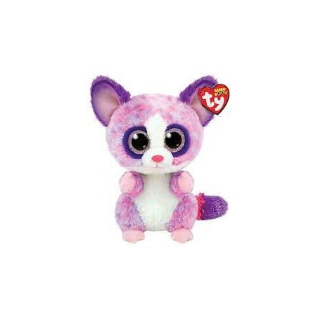 Peluche TY - Peluche 15 cm - Becca le raton laveur rose