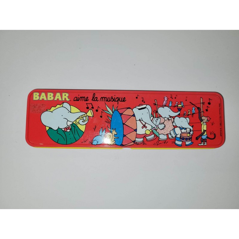 Mattel - Boîte en métal pour crayons - Babar aime la musique