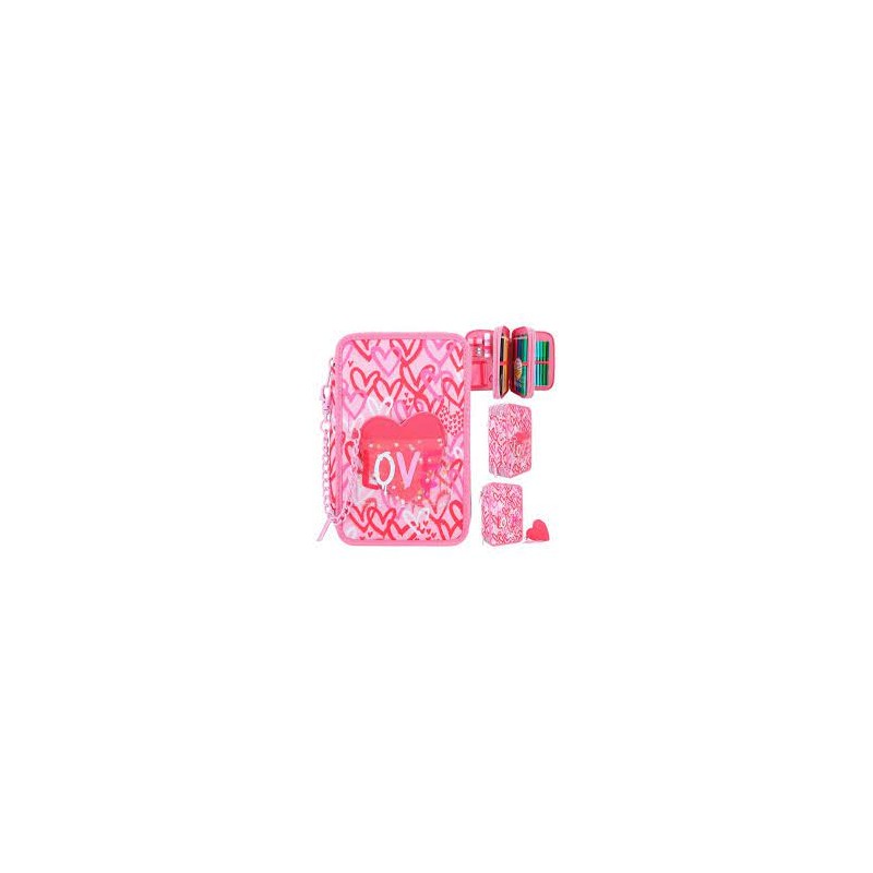 Depesche - Top Model - Trouse rose 3 compartiments One Love - Avec coeur en tissu