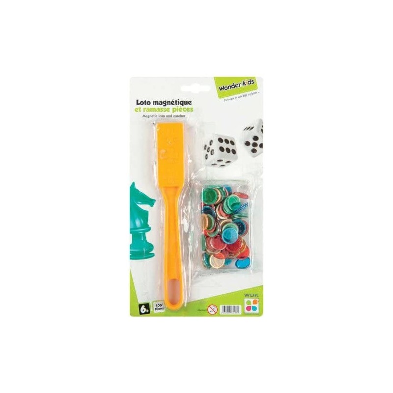 Wonder Kids - Jeux de société - Bâton magnétique et 100 pions magnétiques pour le loto